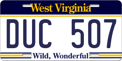 WV license plate DUC507