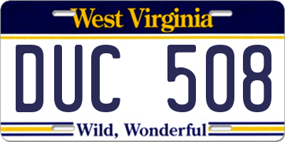 WV license plate DUC508