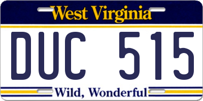 WV license plate DUC515