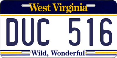 WV license plate DUC516