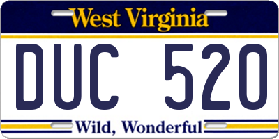 WV license plate DUC520