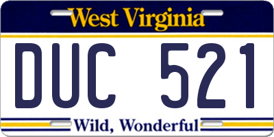 WV license plate DUC521