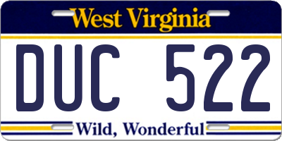WV license plate DUC522