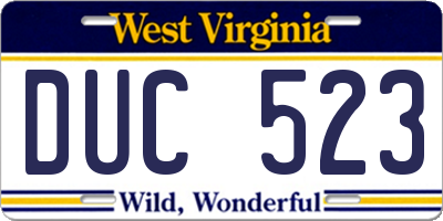 WV license plate DUC523