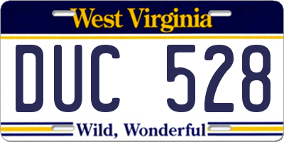 WV license plate DUC528