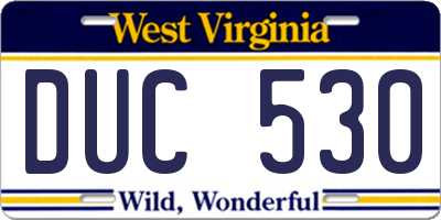 WV license plate DUC530