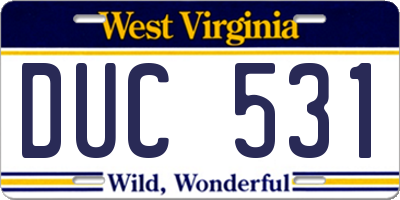WV license plate DUC531