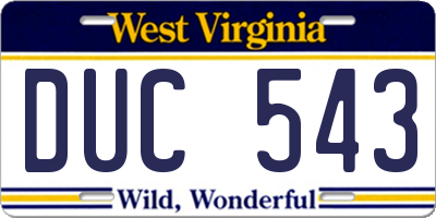 WV license plate DUC543