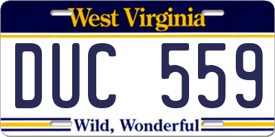 WV license plate DUC559