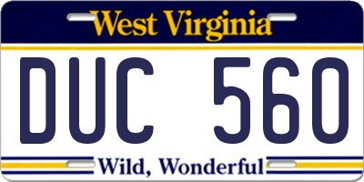 WV license plate DUC560