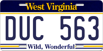 WV license plate DUC563