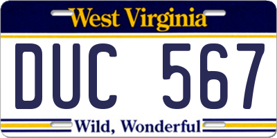 WV license plate DUC567
