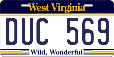 WV license plate DUC569