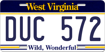 WV license plate DUC572