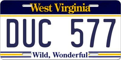 WV license plate DUC577