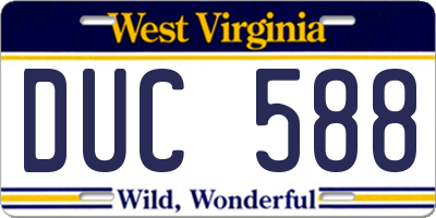 WV license plate DUC588