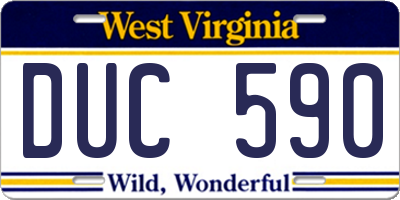 WV license plate DUC590