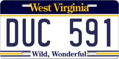 WV license plate DUC591