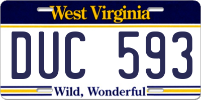 WV license plate DUC593