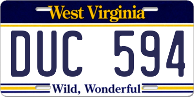 WV license plate DUC594
