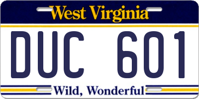 WV license plate DUC601