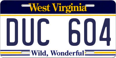WV license plate DUC604