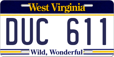 WV license plate DUC611