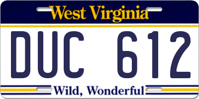 WV license plate DUC612