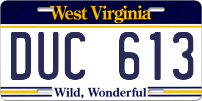 WV license plate DUC613