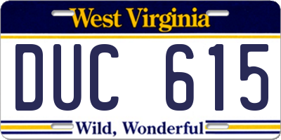 WV license plate DUC615