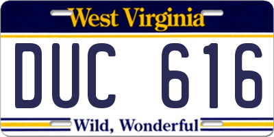 WV license plate DUC616