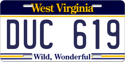 WV license plate DUC619