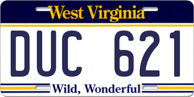 WV license plate DUC621