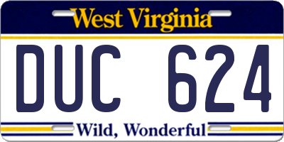 WV license plate DUC624
