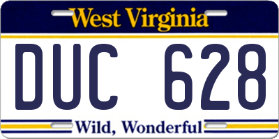 WV license plate DUC628
