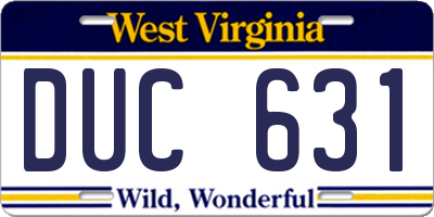 WV license plate DUC631