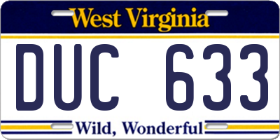 WV license plate DUC633