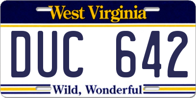 WV license plate DUC642