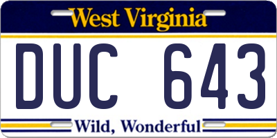 WV license plate DUC643