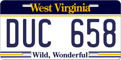 WV license plate DUC658