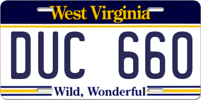 WV license plate DUC660