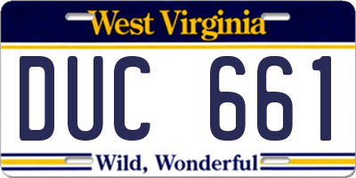 WV license plate DUC661