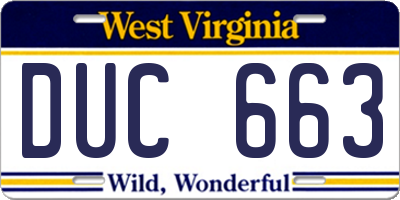WV license plate DUC663