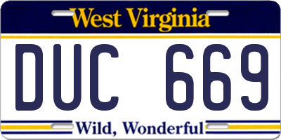 WV license plate DUC669