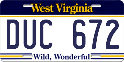 WV license plate DUC672