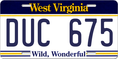 WV license plate DUC675