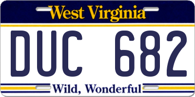 WV license plate DUC682