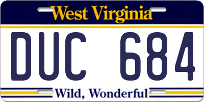 WV license plate DUC684
