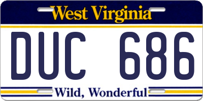 WV license plate DUC686