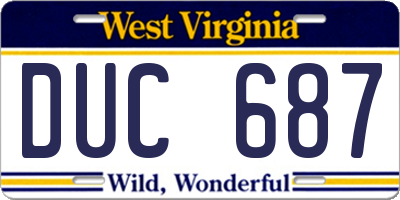 WV license plate DUC687